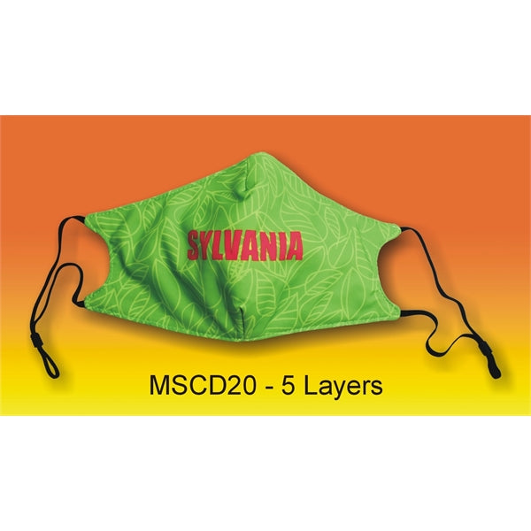 5 Layer Full Color Face Mask w/ Adjustable Ear Loop