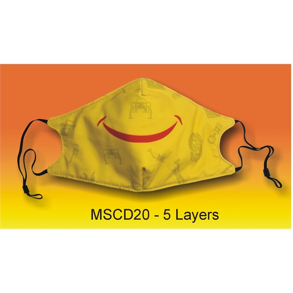 5 Layer Full Color Face Mask w/ Adjustable Ear Loop