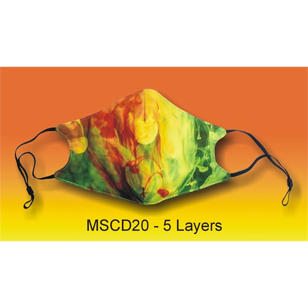 5 Layer Full Color Face Mask w/ Adjustable Ear Loop