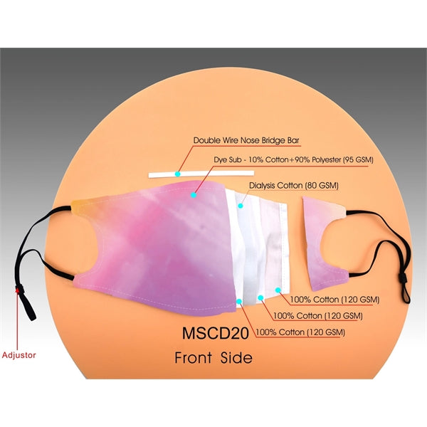 5 Layer Full Color Face Mask w/ Adjustable Ear Loop