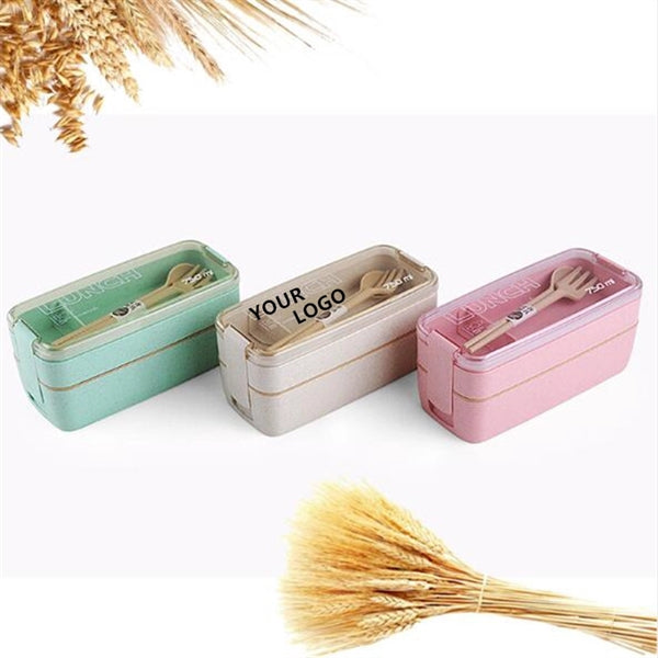 Double layers Wheat Straw Lunch Containers Kit