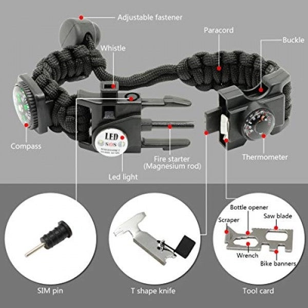 20 in 1 Outdoor Survival Paracord Bracelet