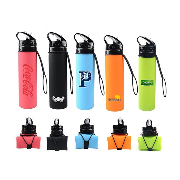 20 oz Silicone Foldable Sports Water Bottle