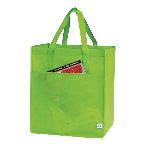 10" Gusset Non Woven Grocery Tote with Large Front Pocket