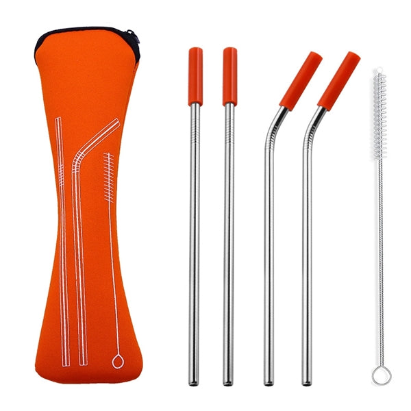 Stainless Steel Drinking Straw with Cleaner in Pillow Pouch