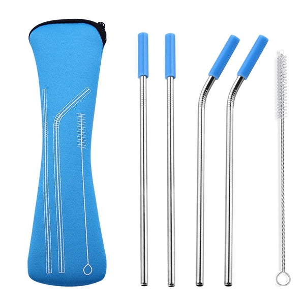 Stainless Steel Drinking Straw with Cleaner in Pillow Pouch