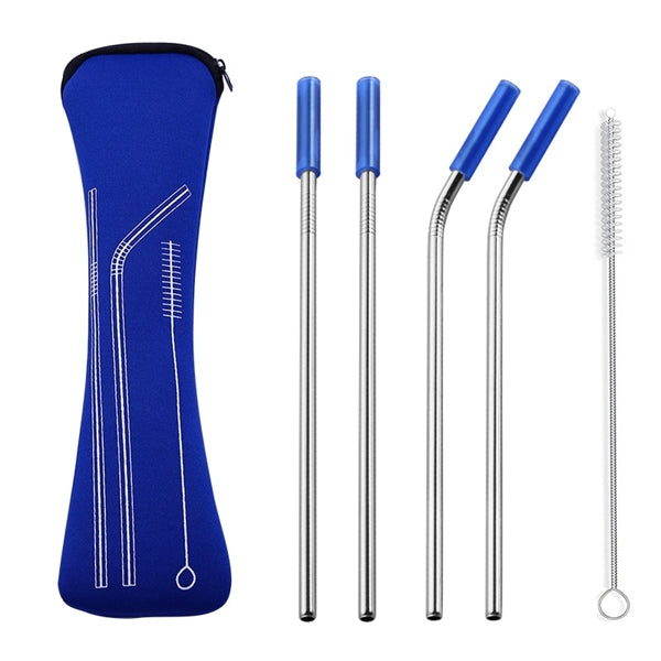 Stainless Steel Drinking Straw with Cleaner in Pillow Pouch