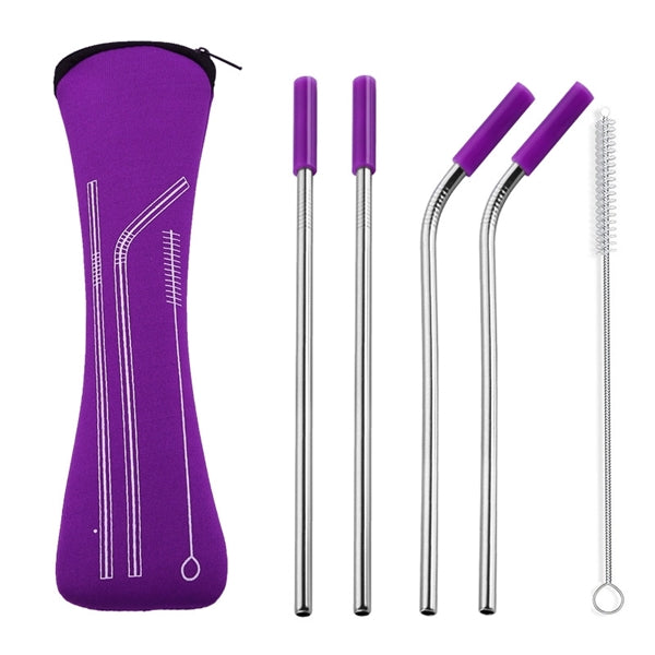 Stainless Steel Drinking Straw with Cleaner in Pillow Pouch