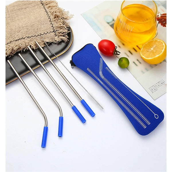 Stainless Steel Drinking Straw with Cleaner in Pillow Pouch