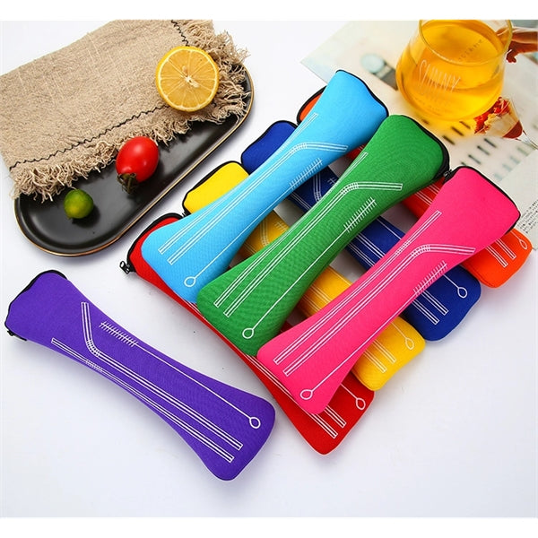 Stainless Steel Drinking Straw with Cleaner in Pillow Pouch