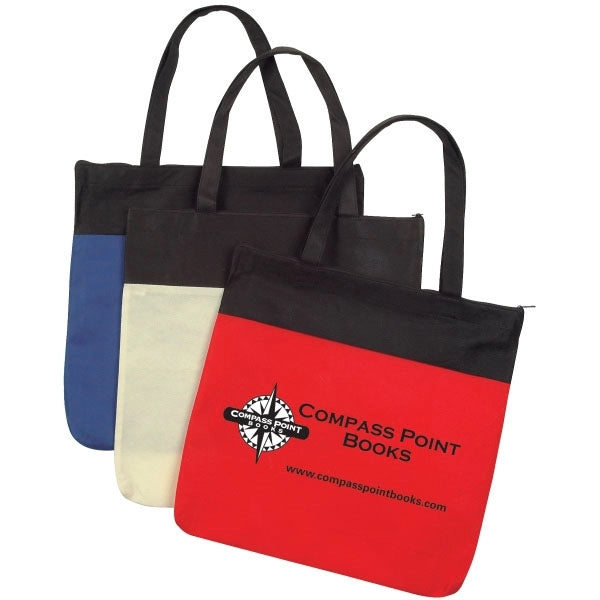 Bi-Color non woven zipper tote