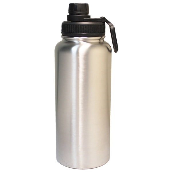 32 Oz. Stainless steel vacuum bottle with twist-on lid/spout