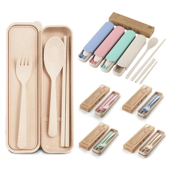 3pcs Portable Flatware Set With Case