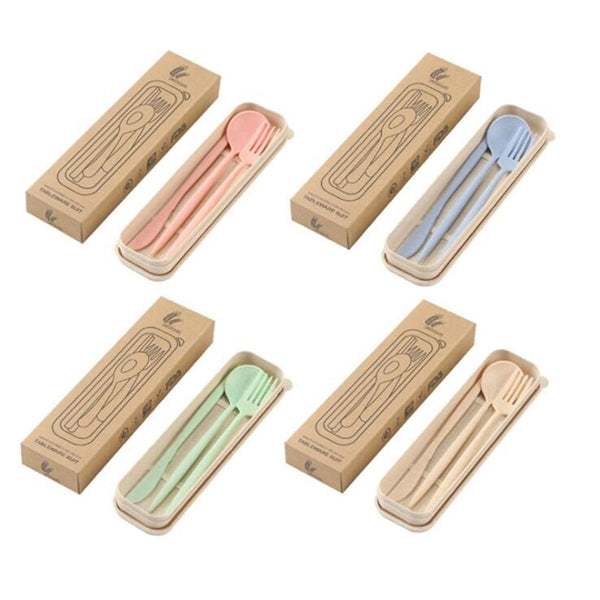 3pcs Portable Flatware Set With Case