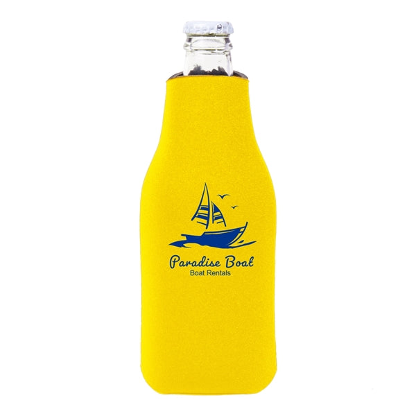 Zipper Beer Bottle Cooler (1 Color Imprint)