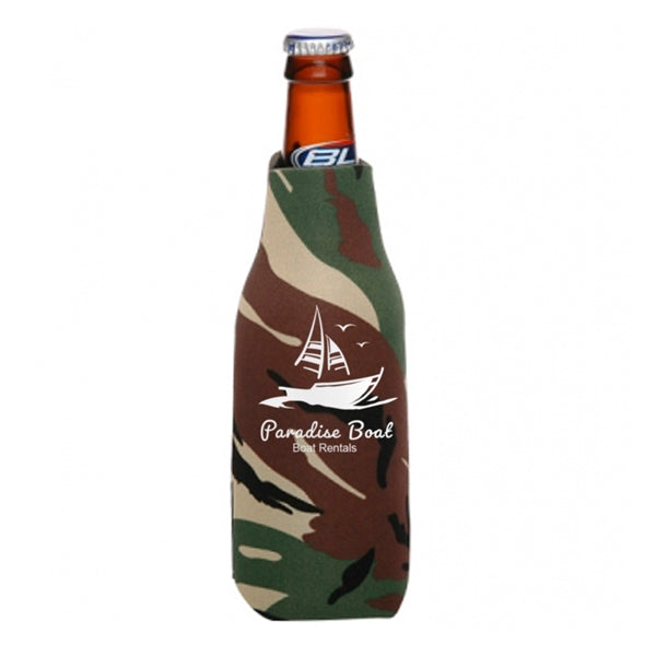 Zipper Beer Bottle Cooler (1 Color Imprint)