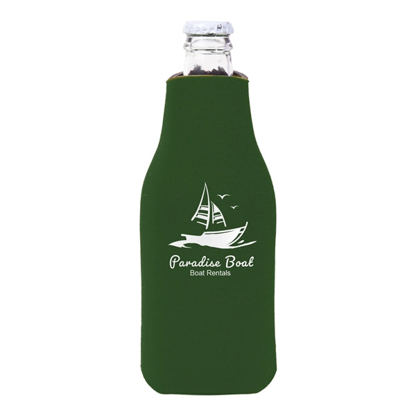 Zipper Beer Bottle Cooler (1 Color Imprint)