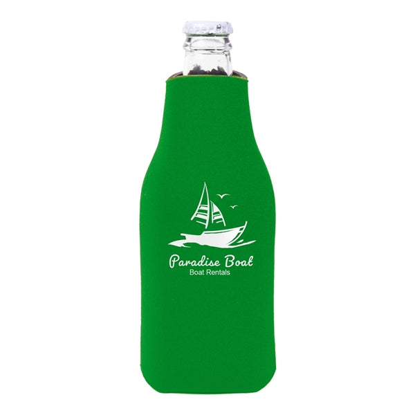 Zipper Beer Bottle Cooler (1 Color Imprint)