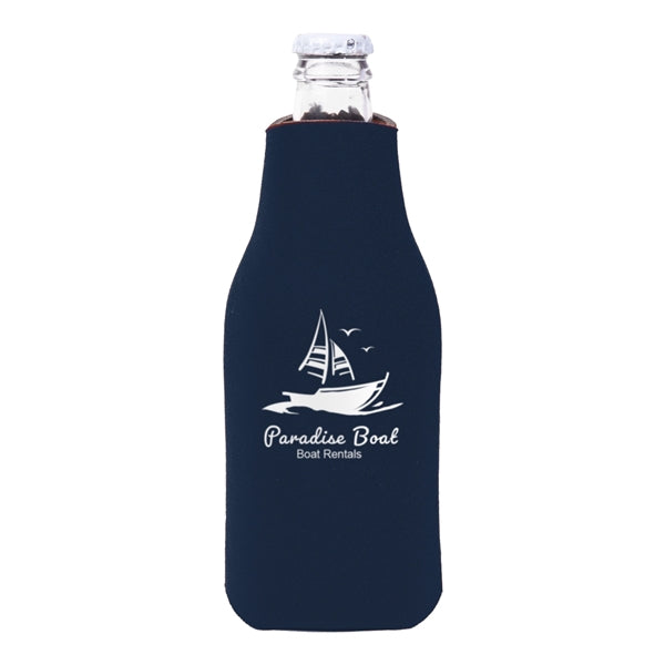 Zipper Beer Bottle Cooler (1 Color Imprint)