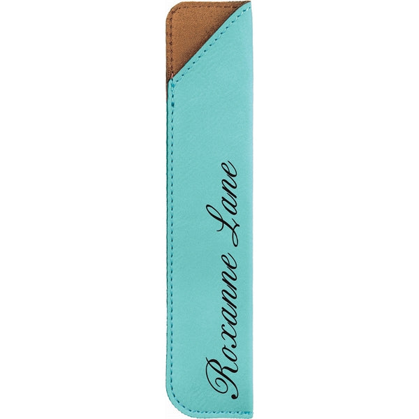 6 1/4" Teal Laser engraved Leatherette Pen Sleeve