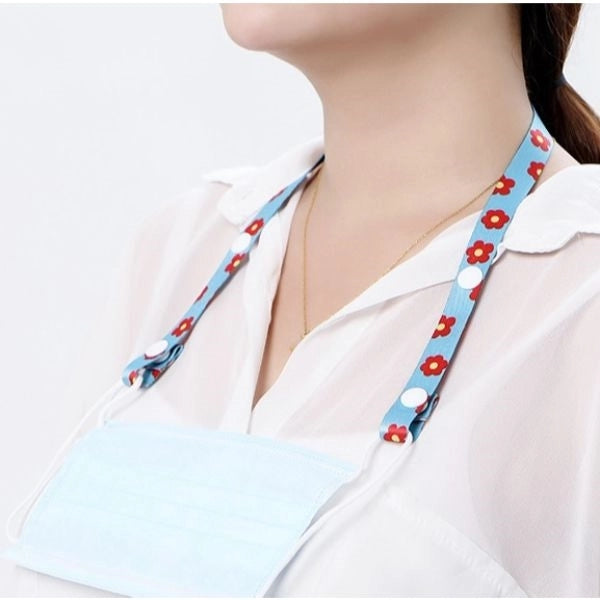 5/8" Full Color Face Mask Lanyard w/ Snap Button Adjustable