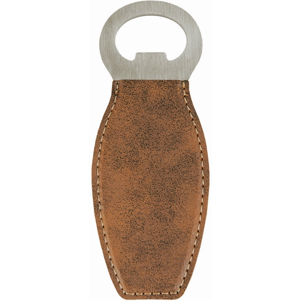 4.625" Rustic/Gold Leatherette Bottle Opener With Magnet