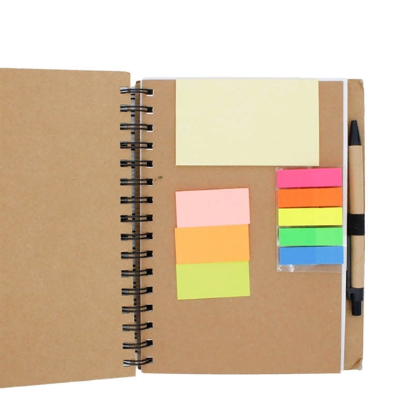 Recycled Note Book with Sticky Flags & Pen