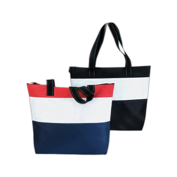 3 Tones Poly Zippered Tote Bag 600D