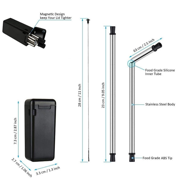 Foldable Metal Straw With Case