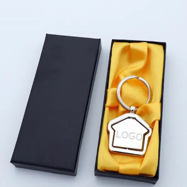 Spinning House Shaped Metal Keychain