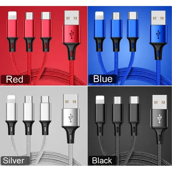 Imprinted 3 IN 1 Braided Fast Charging Cable