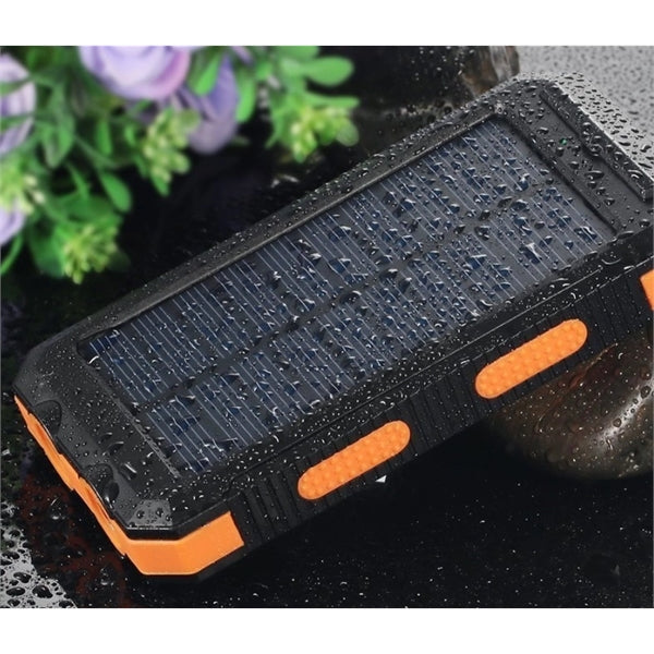 Waterproof 10000mAh Solar Power Bank wz Compass &Keyring