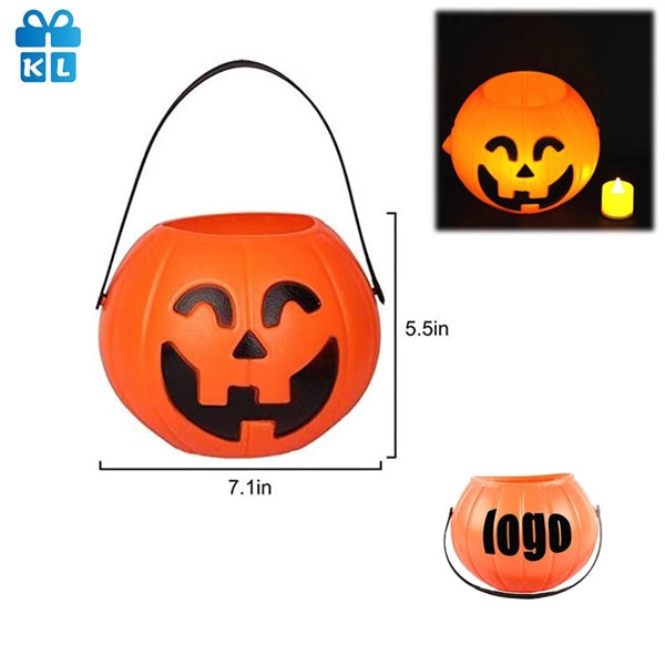 Halloween Pumpkin LED Candle Candy Bucket