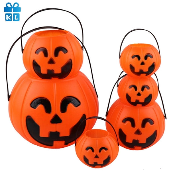Halloween Pumpkin LED Candle Candy Bucket