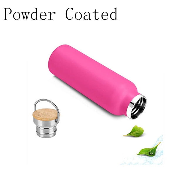 12oz Stainless Steel Sports Water Bottle With Bamboo Lid