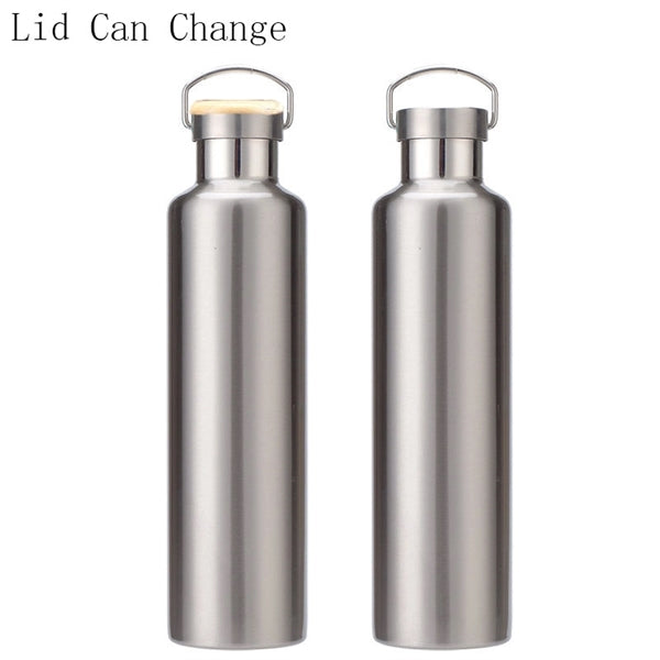 12oz Stainless Steel Sports Water Bottle With Bamboo Lid