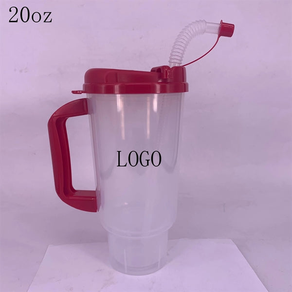 20oz heavy base double walled plastic insulated mug