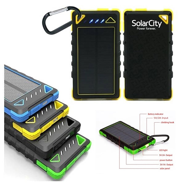 Waterproof Solar Power Bank Mobile Phone Charger 10000mah