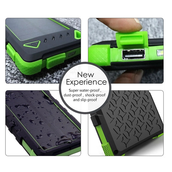 Waterproof Solar Power Bank Mobile Phone Charger 10000mah
