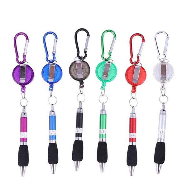 Badge Reel Retractable Pen with Carabiner