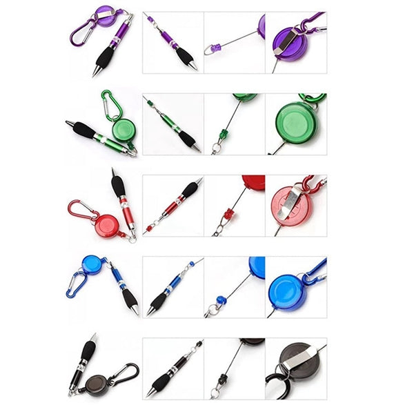 Badge Reel Retractable Pen with Carabiner