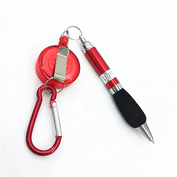 Badge Reel Retractable Pen with Carabiner