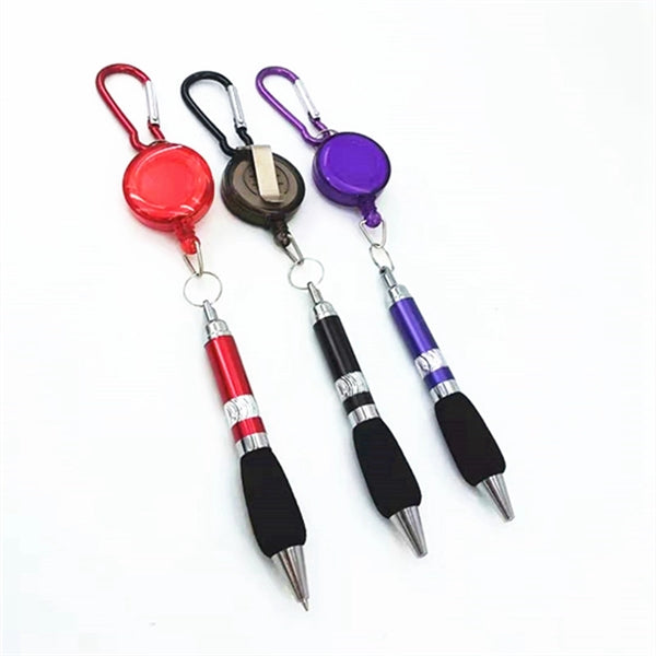 Badge Reel Retractable Pen with Carabiner