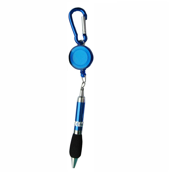 Badge Reel Retractable Pen with Carabiner