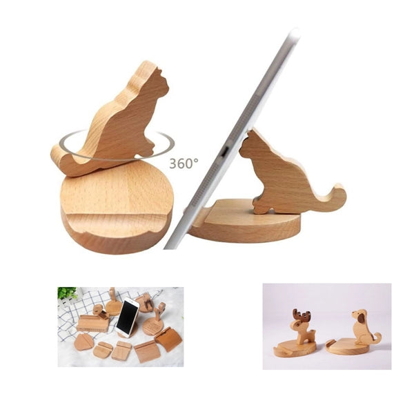 Wooden Bamboo Animal Cell Phone Stand