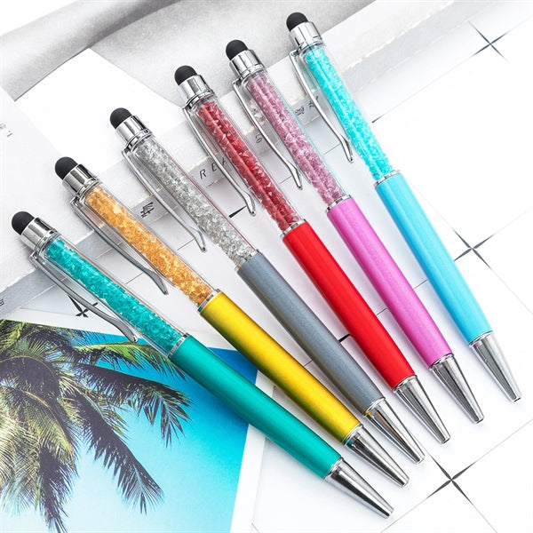 Metal Crystal Stylus Twist Action Ballpoint Pen