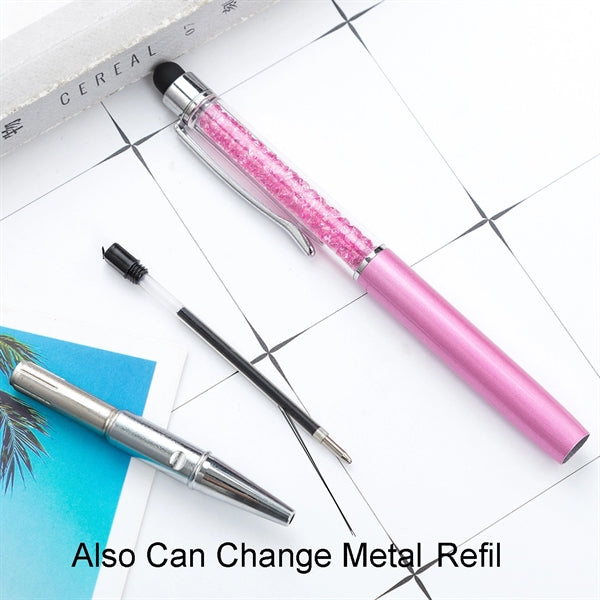 Metal Crystal Stylus Twist Action Ballpoint Pen