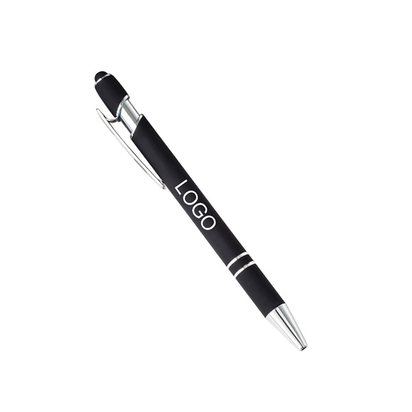 Aluminum Barrel Click Action Stylus Ballpoint Pen With Clip