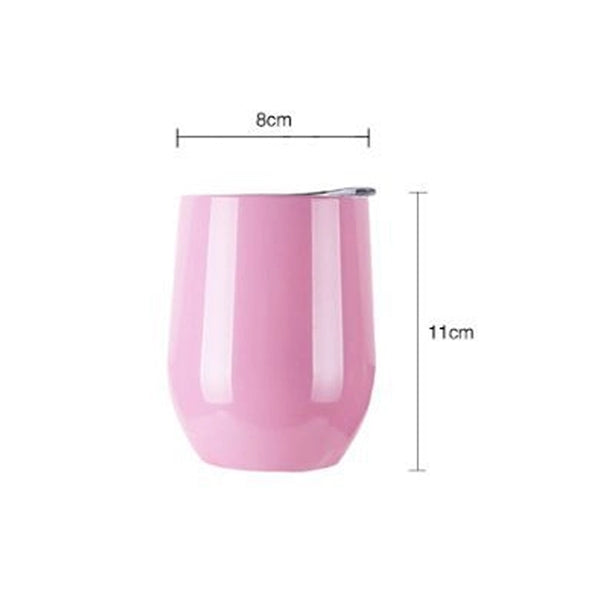 12 OZ Vacuum Stainless Steel Wine Goblet With Lid