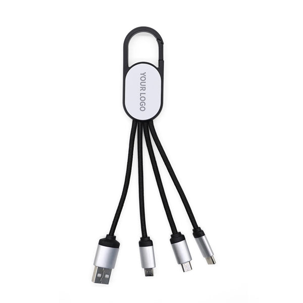 Led Logo 3 in 1 Keychain USB Charge Data Cable Colorful Line